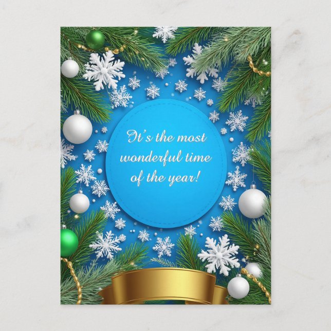 ✨ Personalised Christmas Pine Frame Custom Message Postcard (Front)
