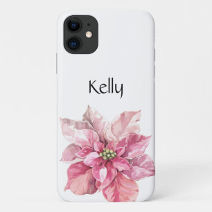 Personalised Christmas Pink Poinsettia Case-Mate iPhone Case