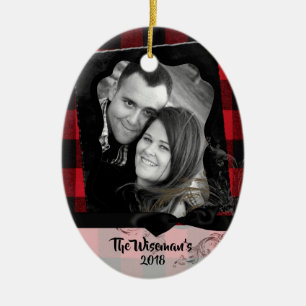 Personalised Christmas Plaid Lumber PHOTO Ornament