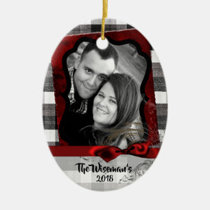 Personalised Christmas Plaid Lumber PHOTO Ornament