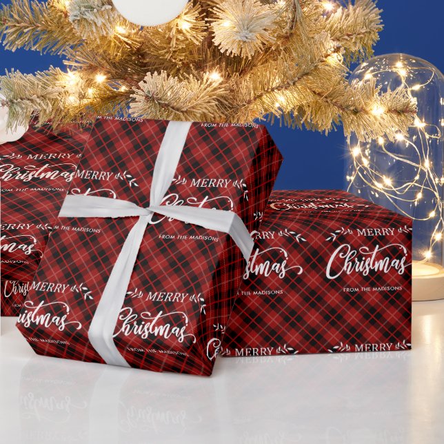 Personalised Christmas Plaid Wrapping Paper (Holidays)