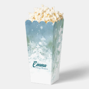 Personalised Christmas Popcorn Box - Teal Winter