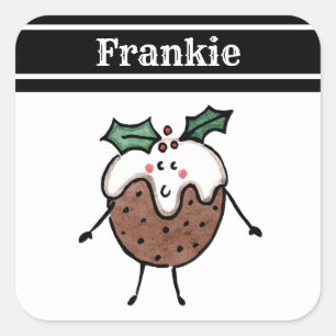 Personalised Christmas Pudding Square Sticker