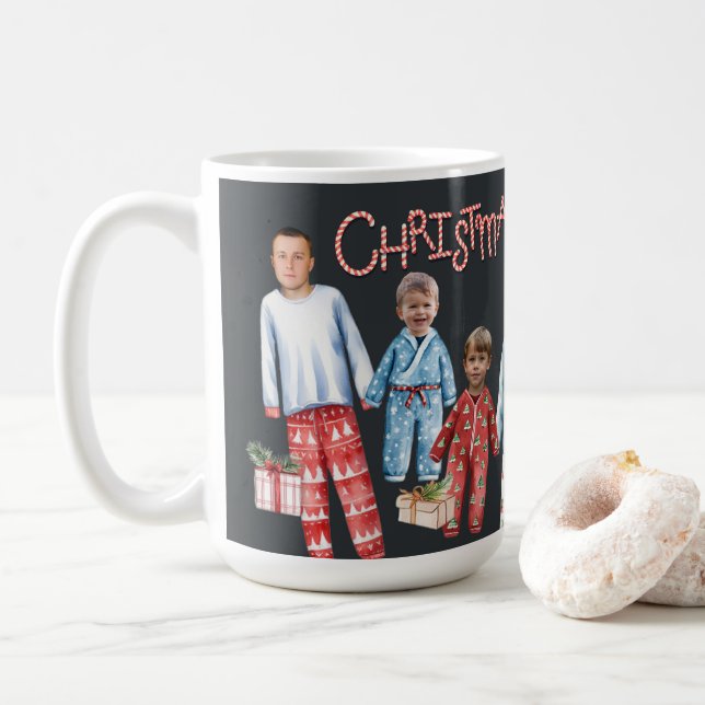 Personalised Christmas Pyjamas Photo Mug (With Donut)