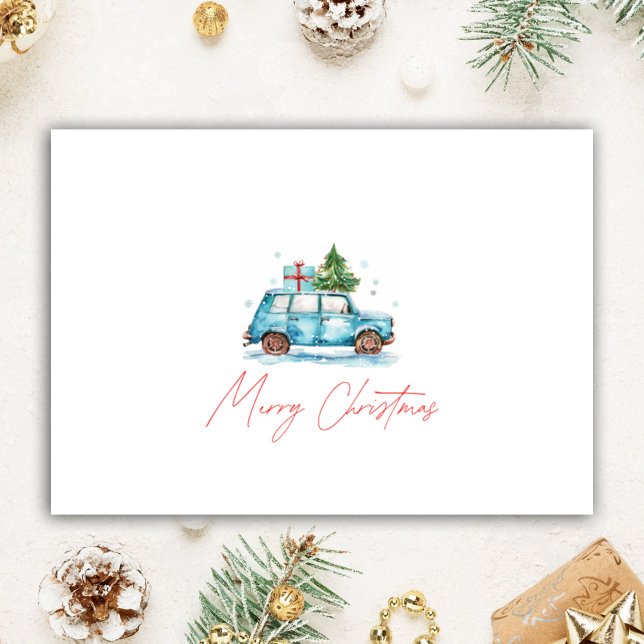 Personalised Christmas Realtor Watercolor Cute Car Holiday Card (Creator Uploaded)