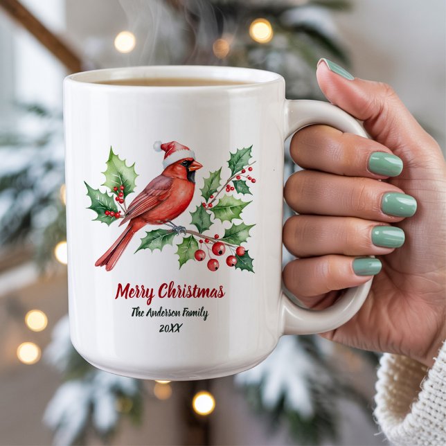 Personalised Christmas Red Cardinal & Berries      Coffee Mug (Creator Uploaded)