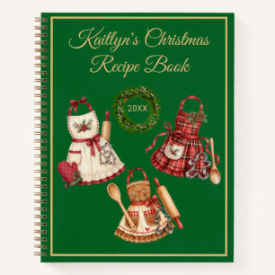 Personalised Christmas Red Green Wreath Monogram Notebook