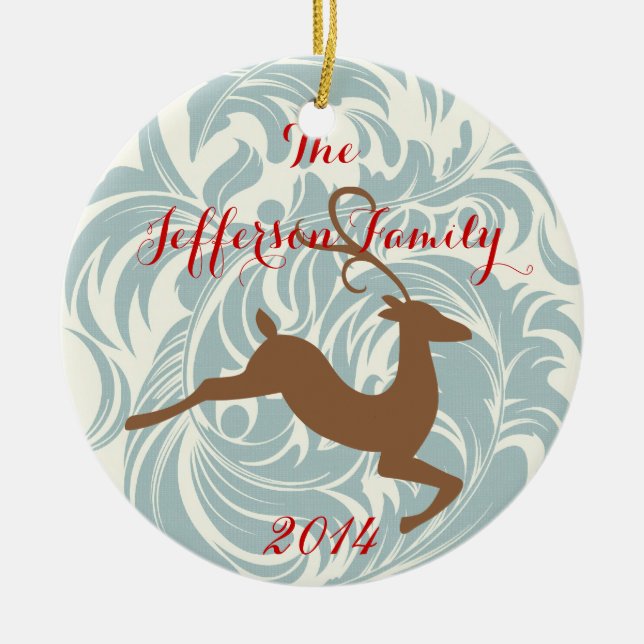 Personalised Christmas Rein Deer Family Ornament (Front)