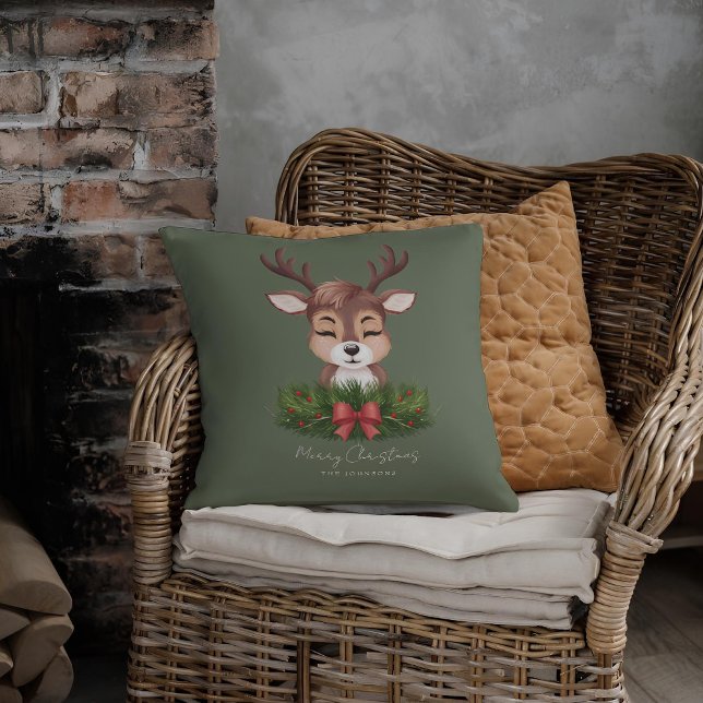 Personalised Christmas reindeer  Cushion (Creator Uploaded)