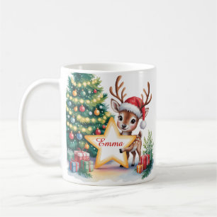 Personalised Christmas Reindeer Custom Name Coffee Mug