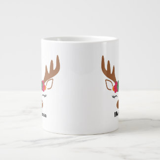 Personalised Christmas Reindeer Face Christmas  Large Coffee Mug