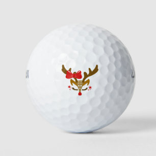 Personalised Christmas Reindeer Face Golf Balls
