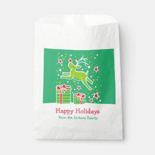 Personalised Christmas reindeer gift favour bags