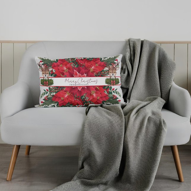 Personalised Christmas reindeer  Lumbar Cushion (Creator Uploaded)