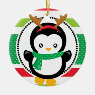 Personalised Christmas Reindeer Penguin Holiday Ceramic Tree Decoration