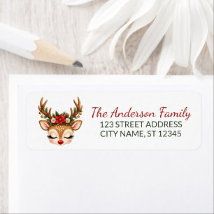 Personalised Christmas Reindeer Return Address