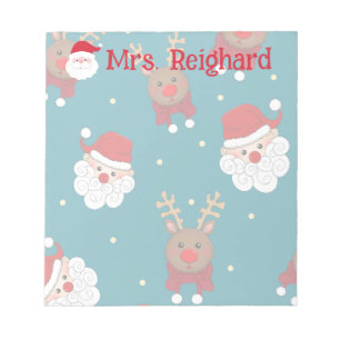 Personalised Christmas Santa and Reindeer  Notepad