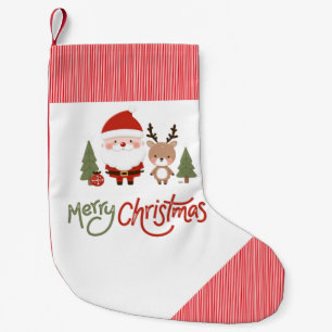 Personalised Christmas Santa & Reindeer Small Christmas Stocking