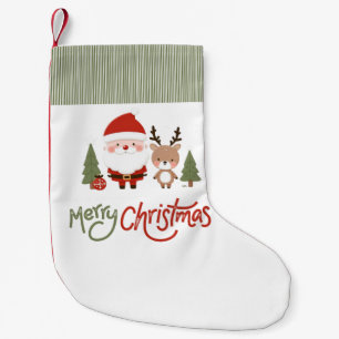 Personalised Christmas Santa & Reindeer Small Christmas Stocking