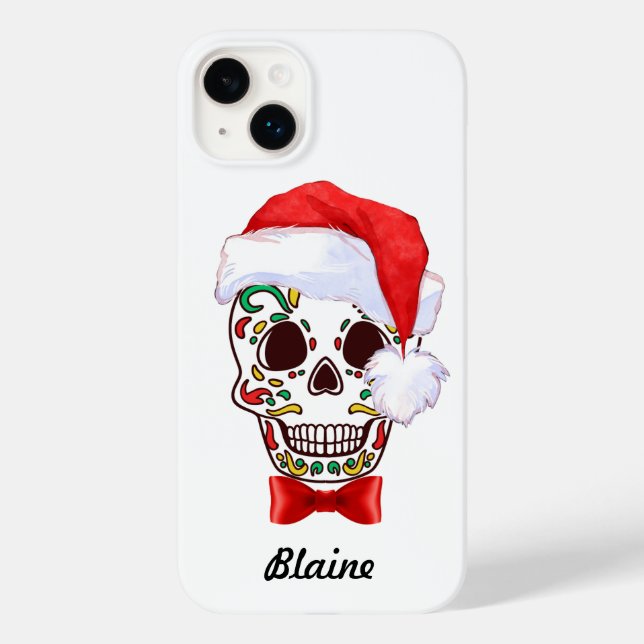 Personalised Christmas Santa Sugar Skull Case-Mate iPhone Case (Back)