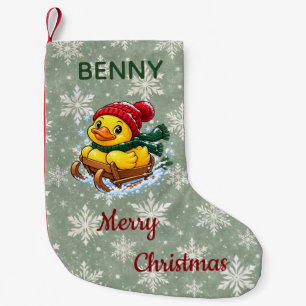 Personalised Christmas Sled Rubber Duck Small Christmas Stocking