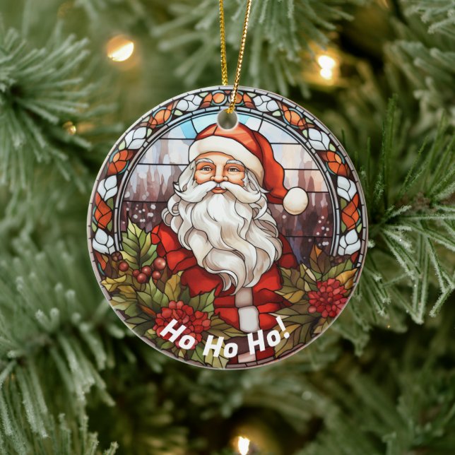 Personalised Christmas Slogan Ho Ho Ho Santa Ceramic Tree Decoration (Tree)
