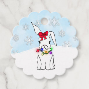 Personalised Christmas Snow Bunny Favour Tags