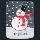 Personalised Christmas Snowman Baby Blanket<br><div class="desc">This Christmas snowman snow scene is printed from a collage designed by Helen McCartney Designs.</div>