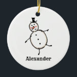 Personalised Christmas Snowman Decoration<br><div class="desc">This personalised Christmas ceramic hanging decoration features a cute little snowman.</div>