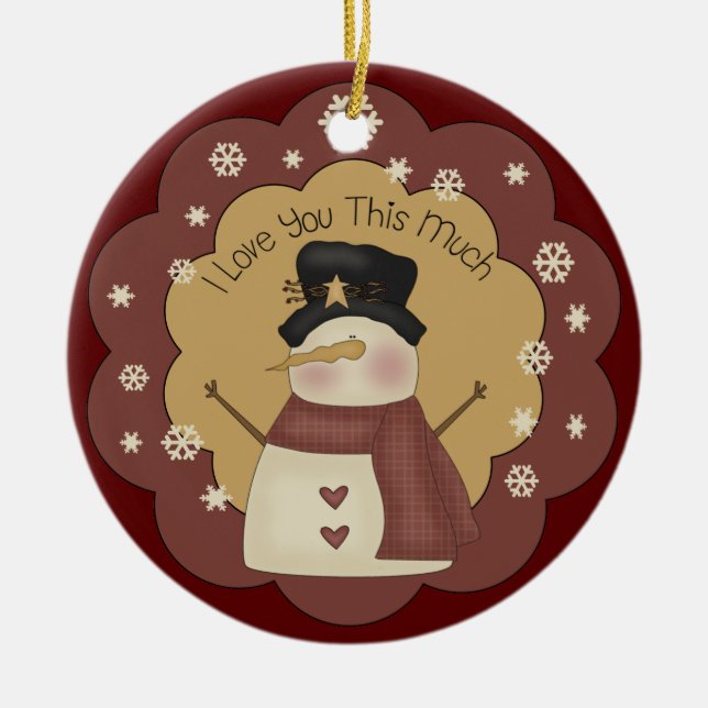 Personalised Christmas Snowman Love Ornament (Front)