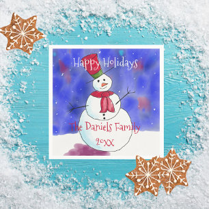 Personalised Christmas Snowman Party Napkins