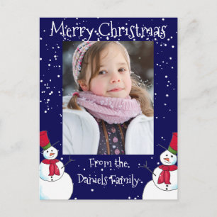 Personalised Christmas Snowman Photo Postcard