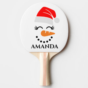 Personalised christmas snowman with custom name  ping pong paddle