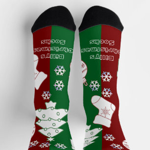 Personalised Christmas Socks - Half Red Half Green