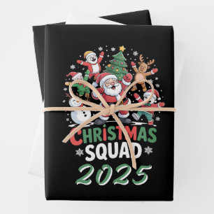 Personalised Christmas Squad 2025 Santa Family  Wrapping Paper Sheet