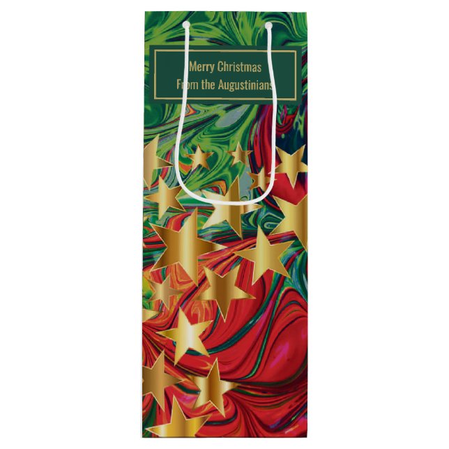 Personalised CHRISTMAS STARS Wine Gift Bag (Front)