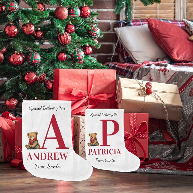 Personalised Christmas Stocking (Personalized Christmas Stocking.
Background tree image: Image by pvproductions on Freepik)