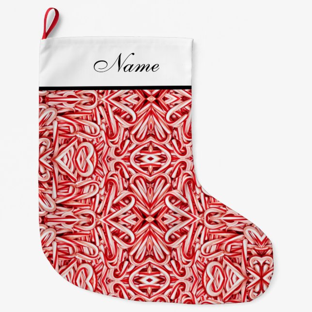 Personalised Christmas Stocking - Candy Canes (Front)