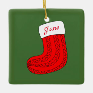 Personalised Christmas Stocking Ceramic Tree Decoration