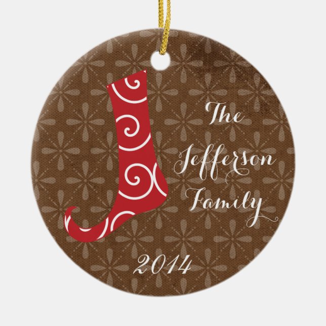 Personalised Christmas Stocking Family Ornament (Front)