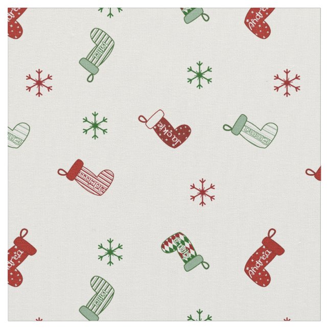 Personalised Christmas Stocking Pattern Fabric (Close Up)