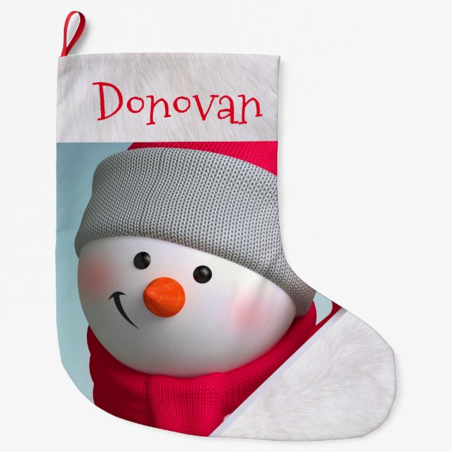 Personalised Christmas Stocking/Snowman Large Christmas Stocking (Front)