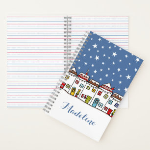 Personalised Christmas Street Snow Scene  Notebook