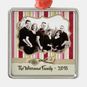 Personalised Christmas Striped Wrap PHOTO Ornament