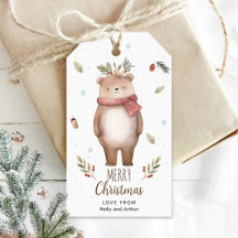 Personalised Christmas Tag with Cute Bear