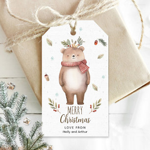 Personalised Christmas Tag with Cute Bear