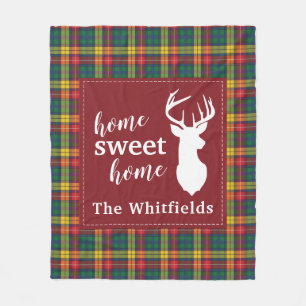 Personalised Christmas Tartan Clan Buchanan Plaid Fleece Blanket