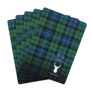 Personalised Christmas Tartan Clan Campbell Plaid Playing Cards