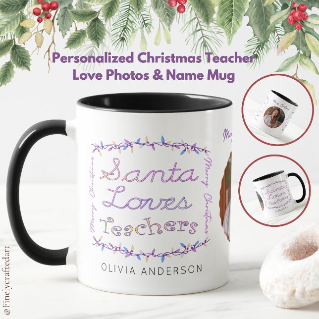 Personalised Christmas Teacher Love Photos & Name Mug (Creator Uploaded)