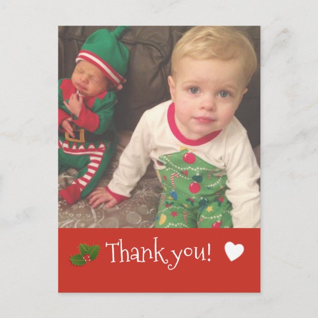 Personalised Christmas Thank you Photo Postcard (Front)